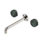 Nero Serenity Wall Basin Set 220mm Spout With Verde Alpi Handle, Brushed Nickel