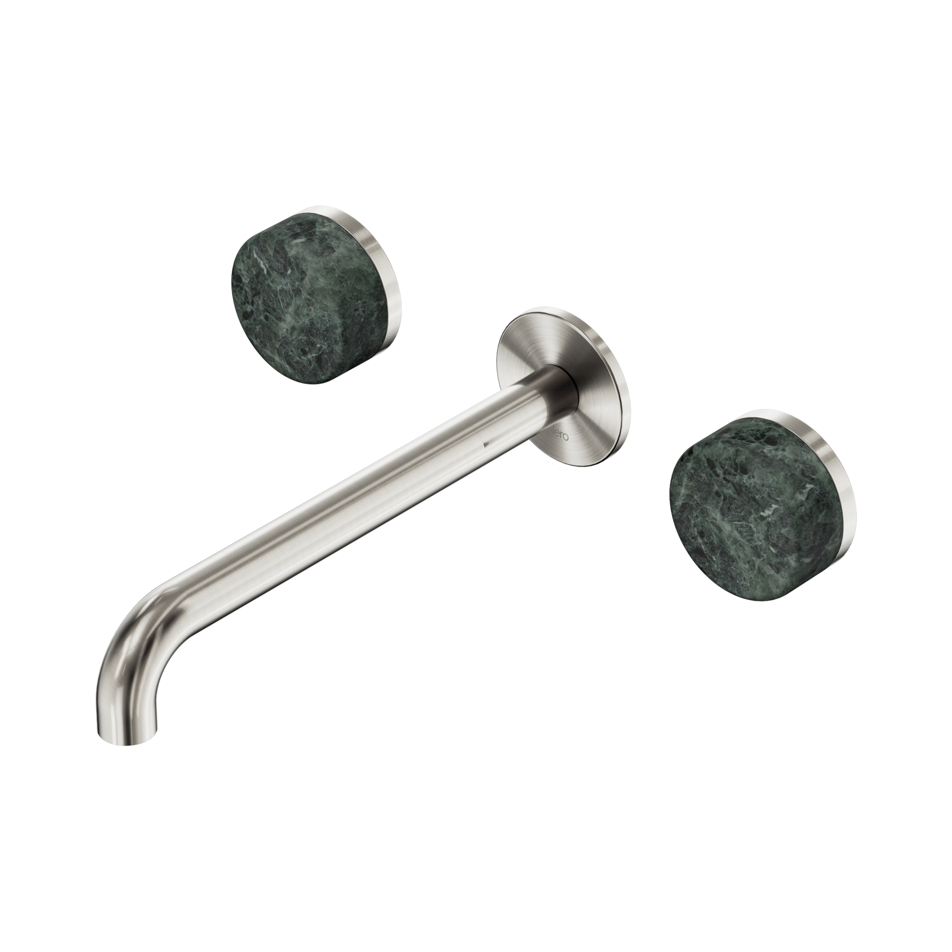 Nero Serenity Wall Basin Set 220mm Spout With Verde Alpi Handle, Brushed Nickel