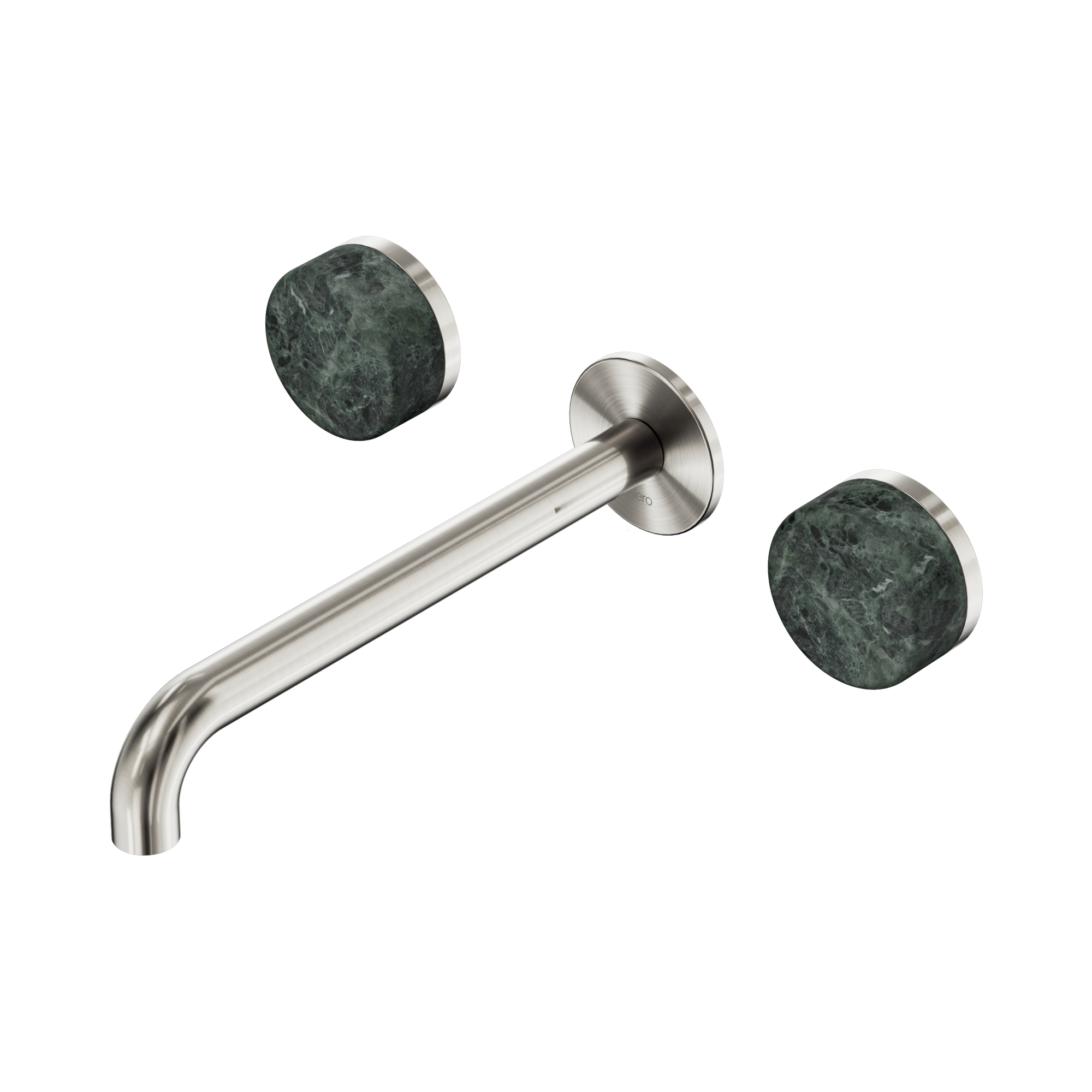 Nero Serenity Wall Basin Set 220mm Spout With Verde Alpi Handle, Brushed Nickel