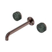 Nero Serenity Wall Basin Set 220mm Spout With Verde Alpi Handle, Brushed Bronze