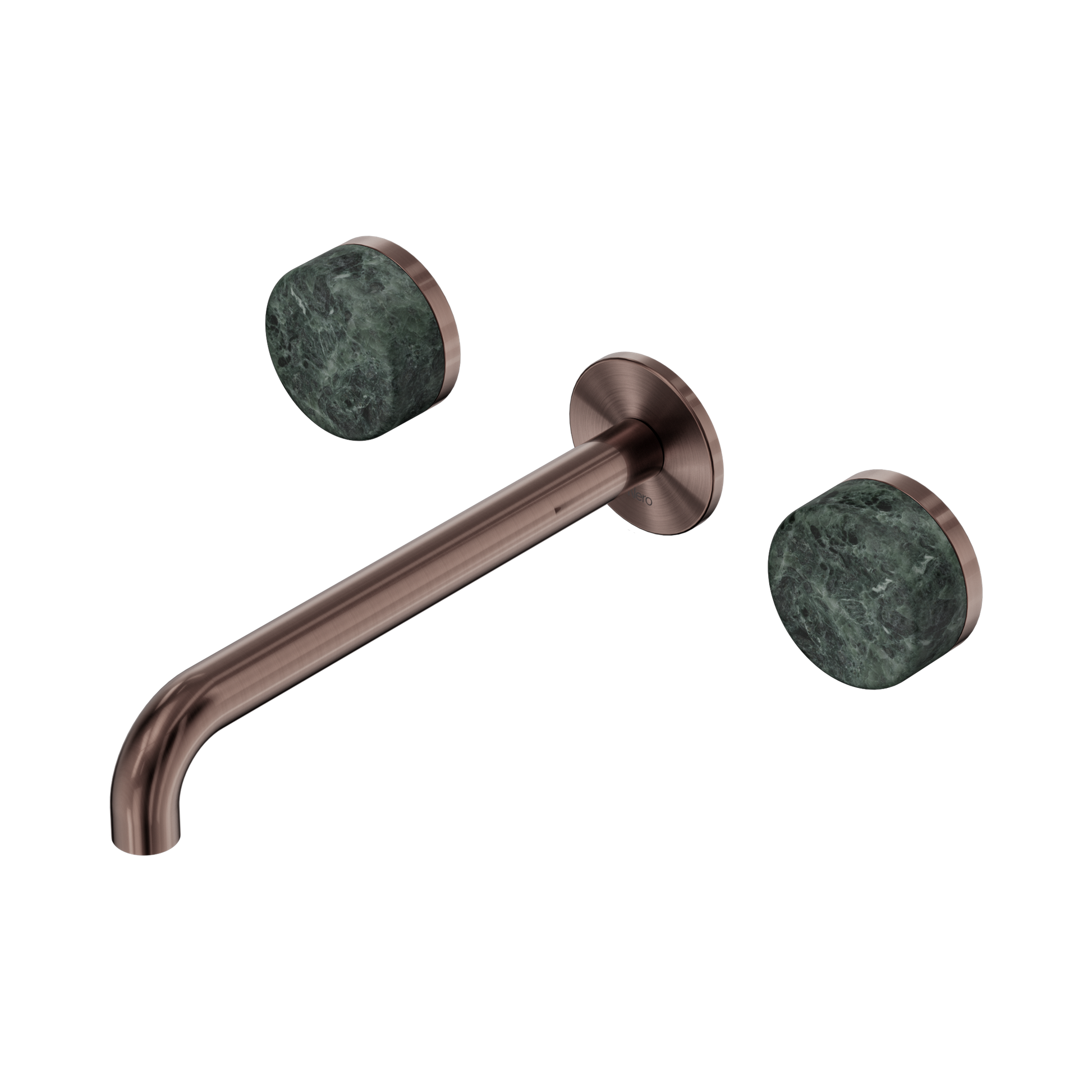 Nero Serenity Wall Basin Set 220mm Spout With Verde Alpi Handle, Brushed Bronze