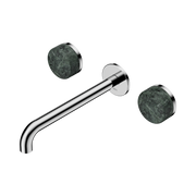 Nero Serenity Wall Basin Set 220mm Spout With Verde Alpi Handle, Chrome