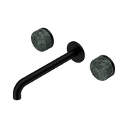 Nero Serenity Wall Basin Set 220mm Spout With Verde Alpi Handle, Matte Black