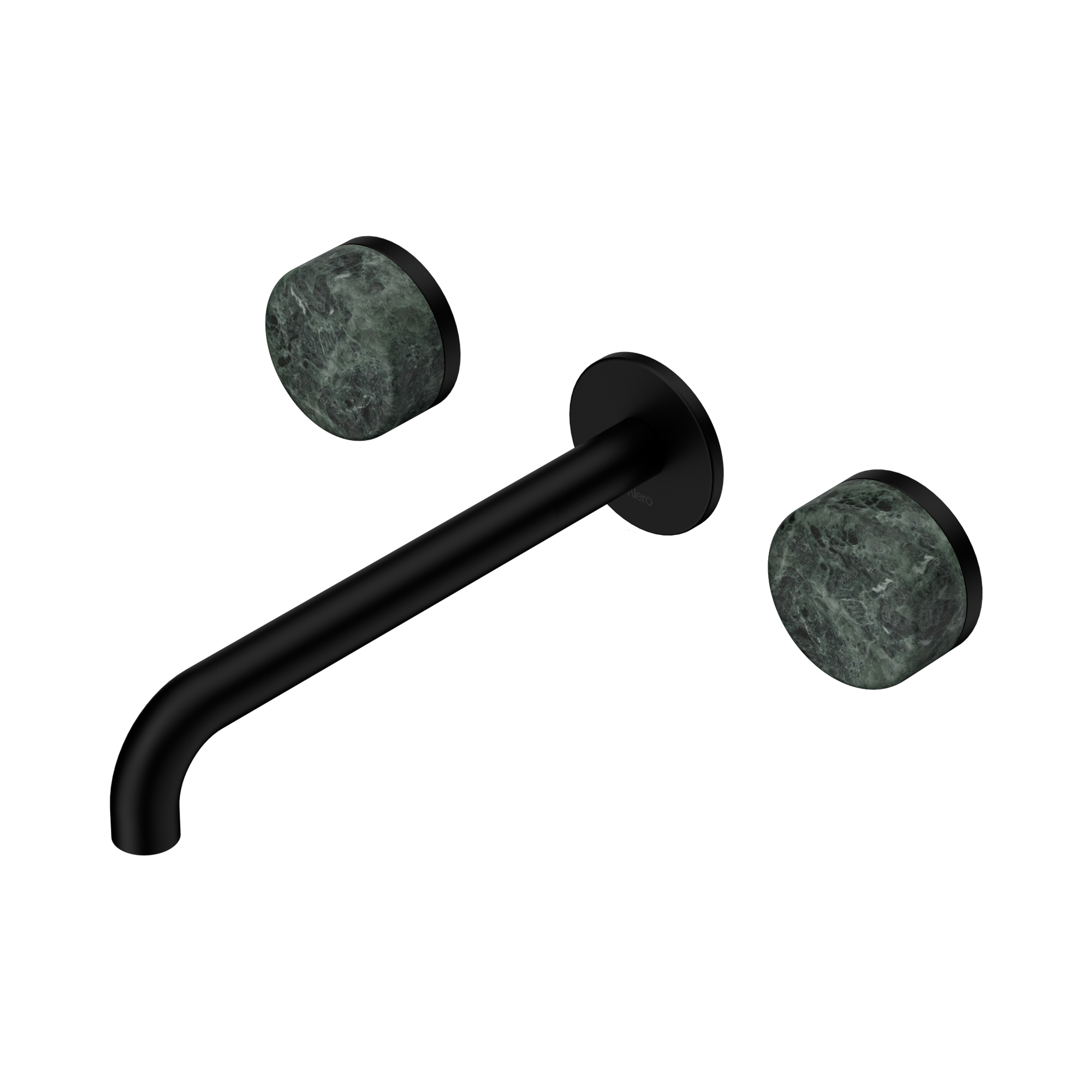 Nero Serenity Wall Basin Set 220mm Spout With Verde Alpi Handle, Matte Black