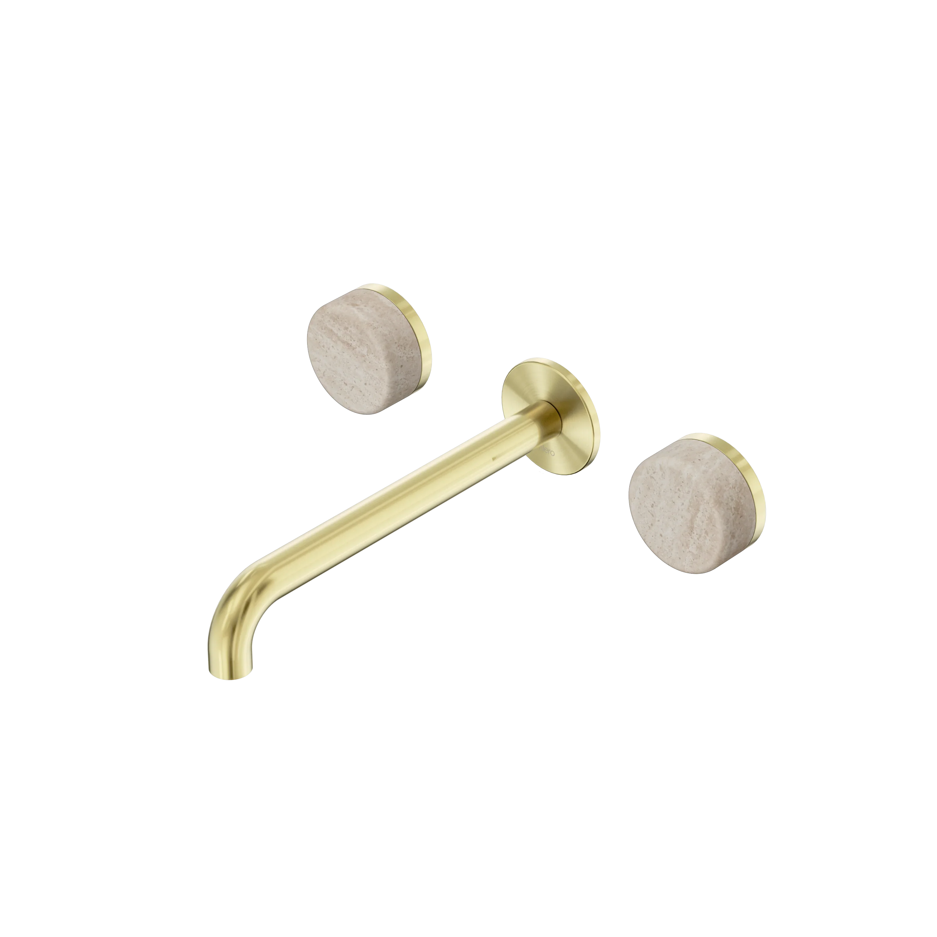 Nero Serenity Wall Basin Set Spout With Rome Travertine Handle