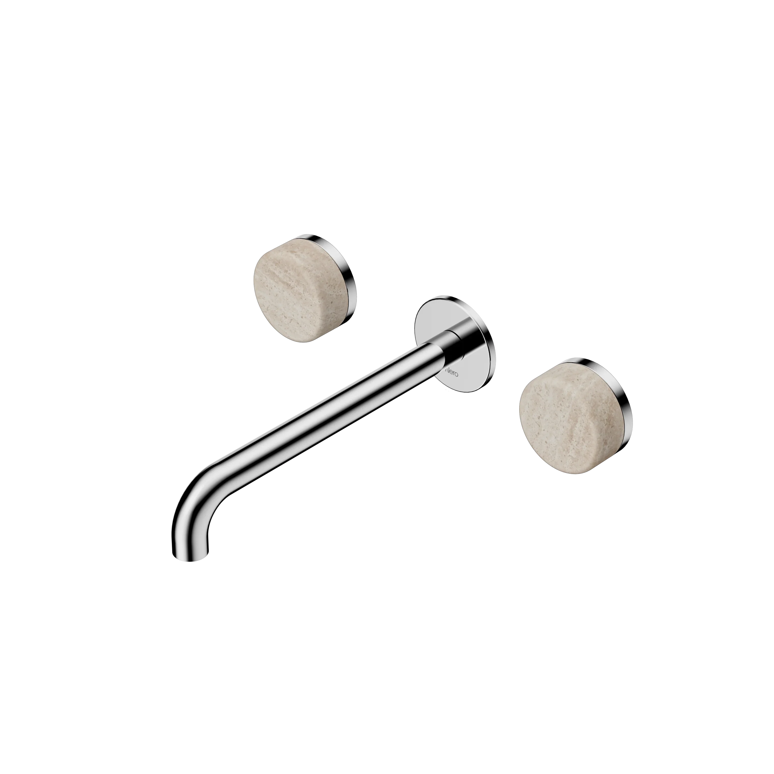 Nero Serenity Wall Basin Set Spout With Rome Travertine Handle
