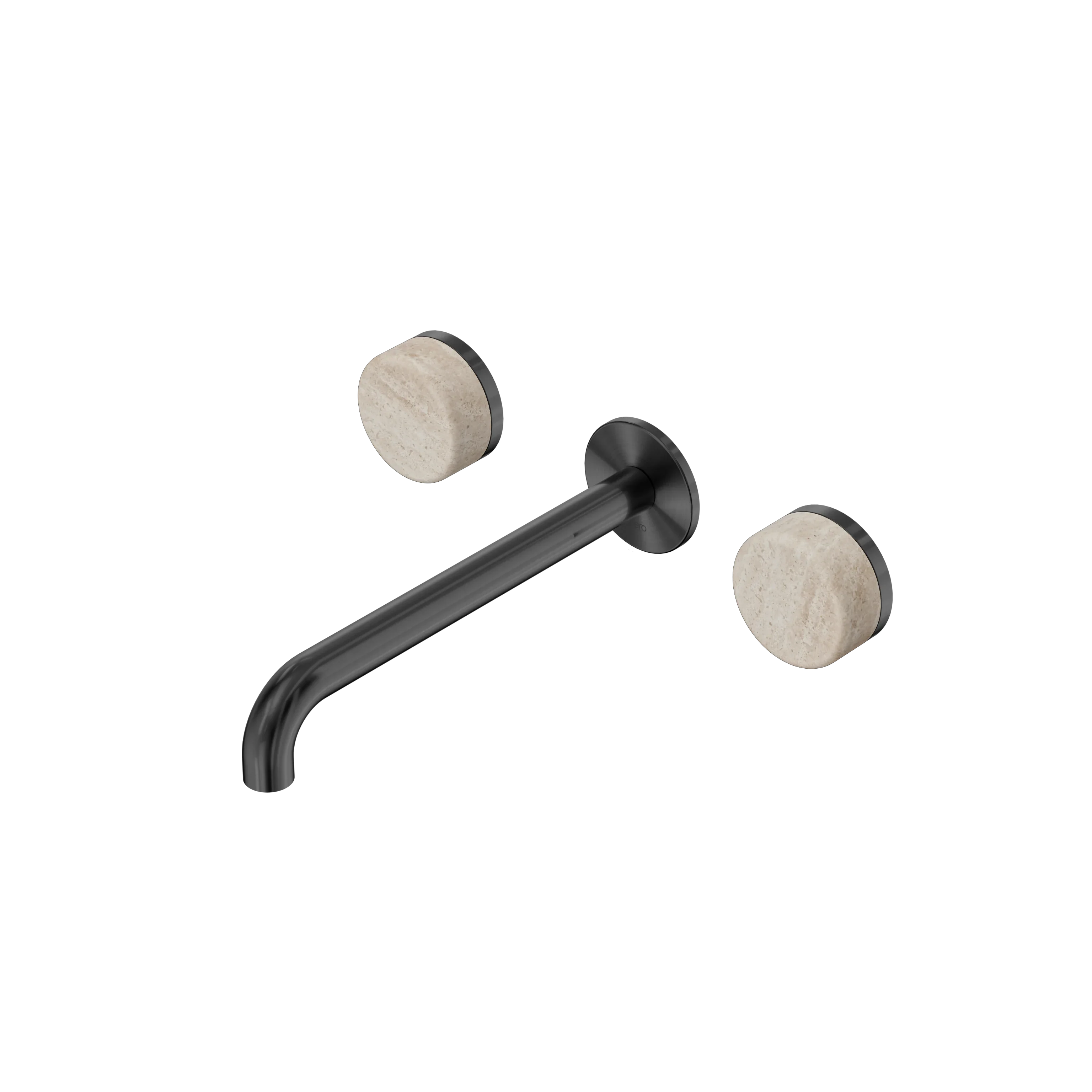 Nero Serenity Wall Basin Set Spout With Rome Travertine Handle