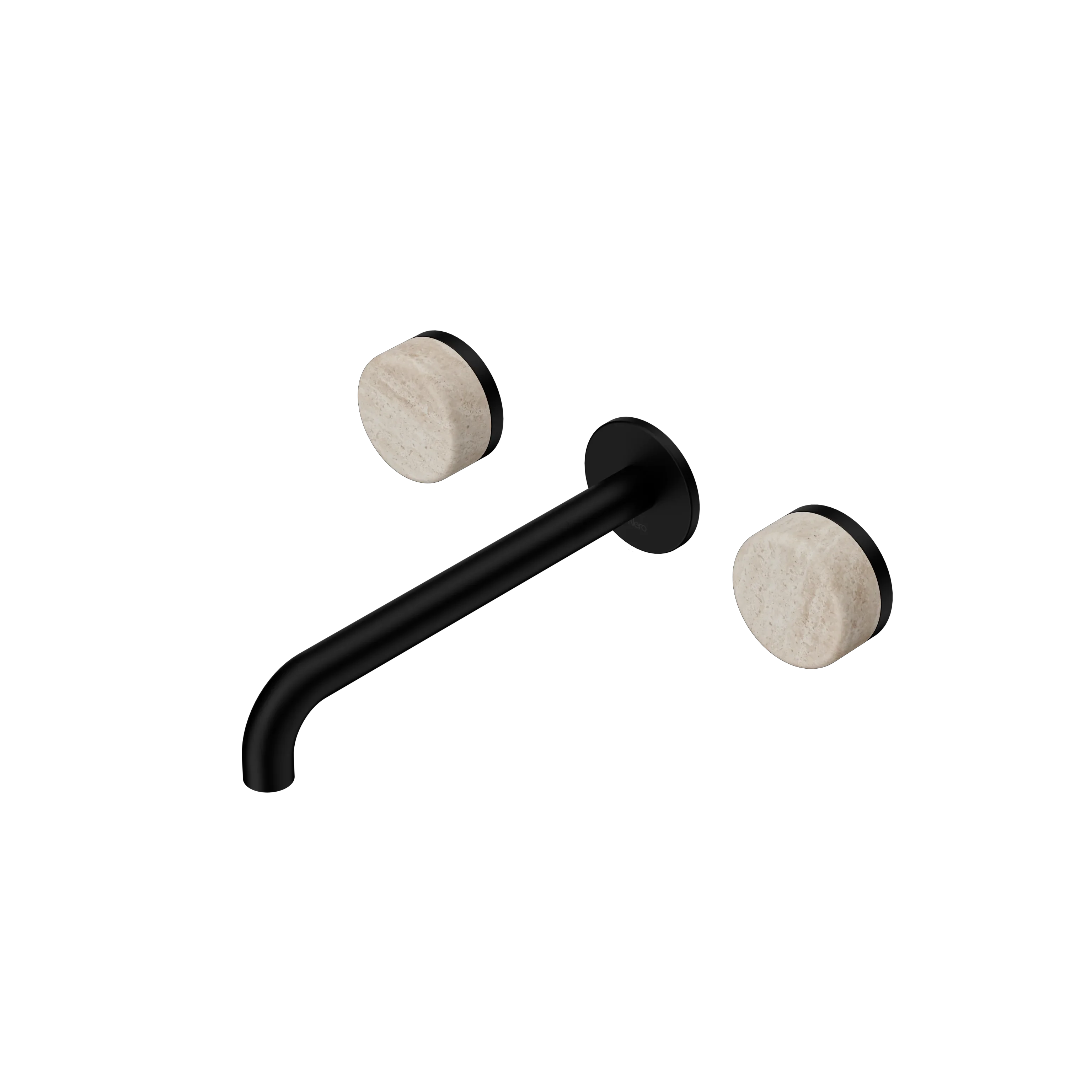 Nero Serenity Wall Basin Set Spout With Rome Travertine Handle