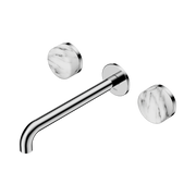 Nero Serenity Wall Basin Set 220mm Spout With Arabescato Corchia Handle, Chrome