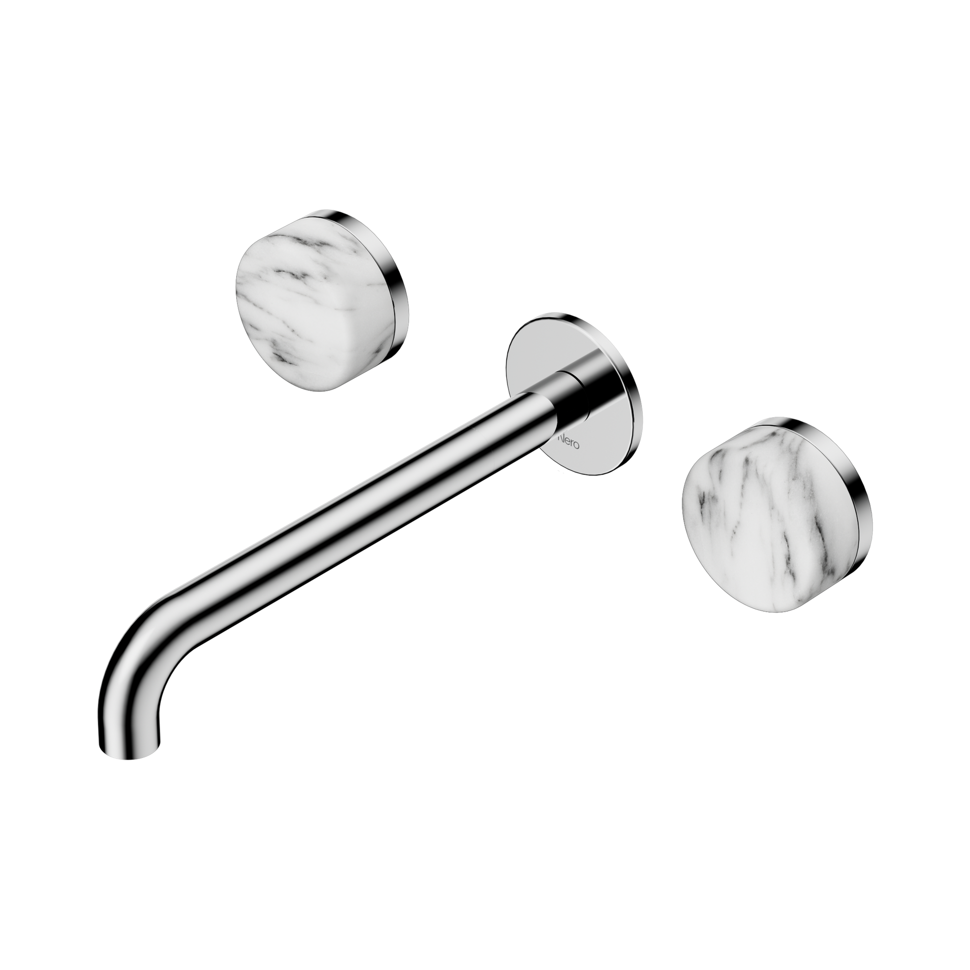 Nero Serenity Wall Basin Set 220mm Spout With Arabescato Corchia Handle, Chrome