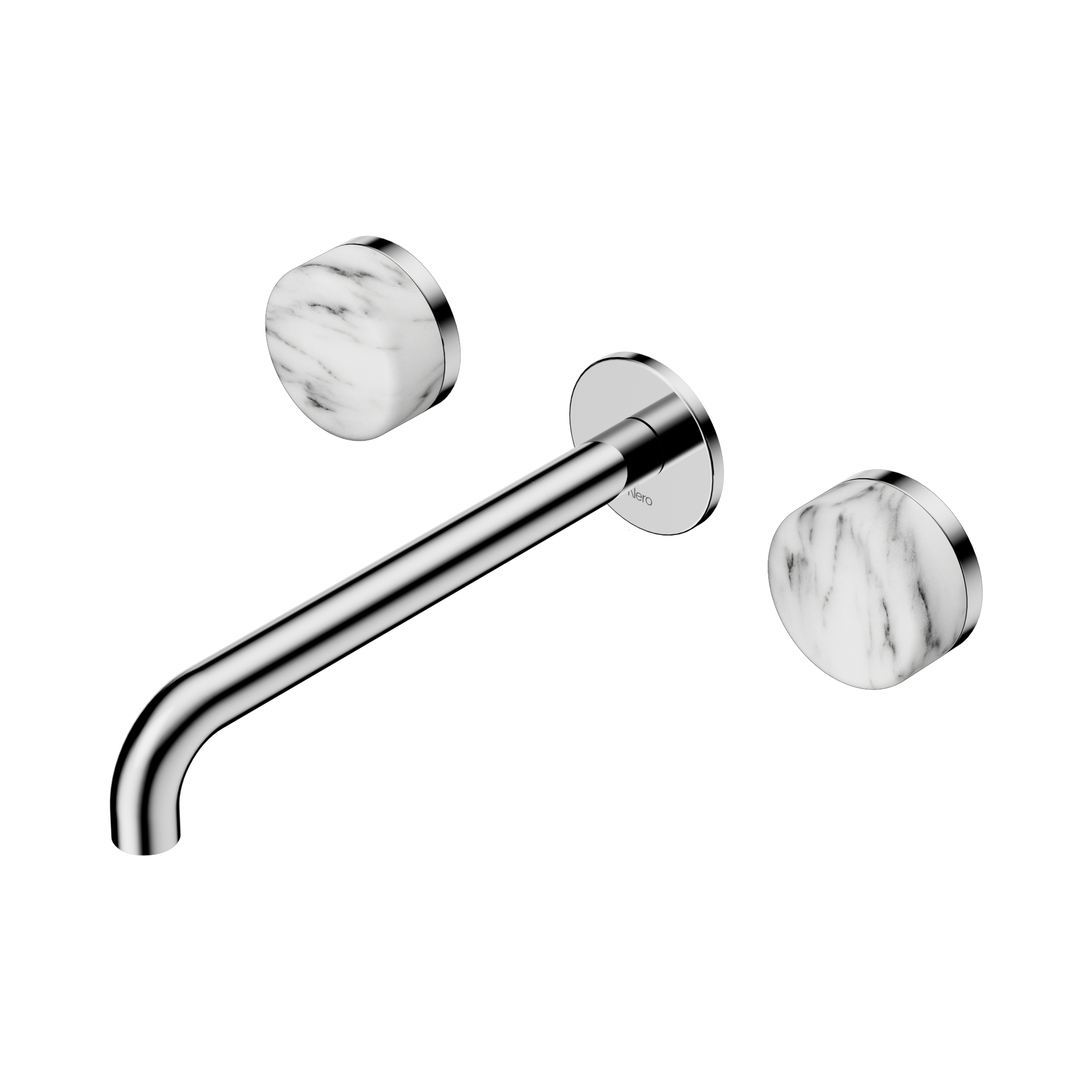 Nero Serenity Wall Basin Set 220mm Spout With Arabescato Corchia Handle, Chrome