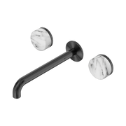 Nero Serenity Wall Basin Set 220mm Spout With Arabescato Corchia Handle, Gun Metal