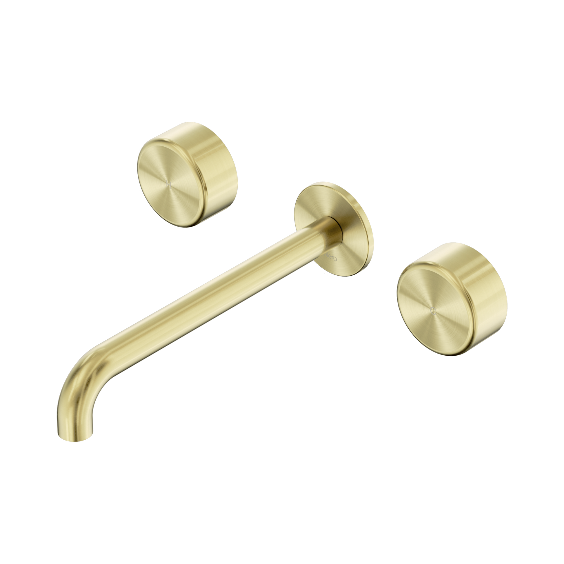 Nero Serenity Wall Basin Set 220mm Spout With Metal Handle, Brushed Gold
