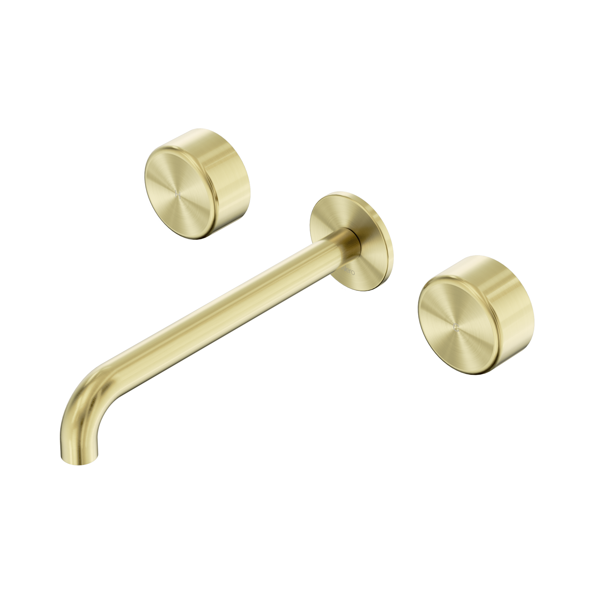 Nero Serenity Wall Basin Set 220mm Spout With Metal Handle, Brushed Gold