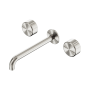 Nero Serenity Wall Basin Set 220mm Spout With Metal Handle, Brushed Nickel