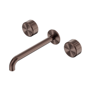 Nero Serenity Wall Basin Set 220mm Spout With Metal Handle, Brushed Bronze