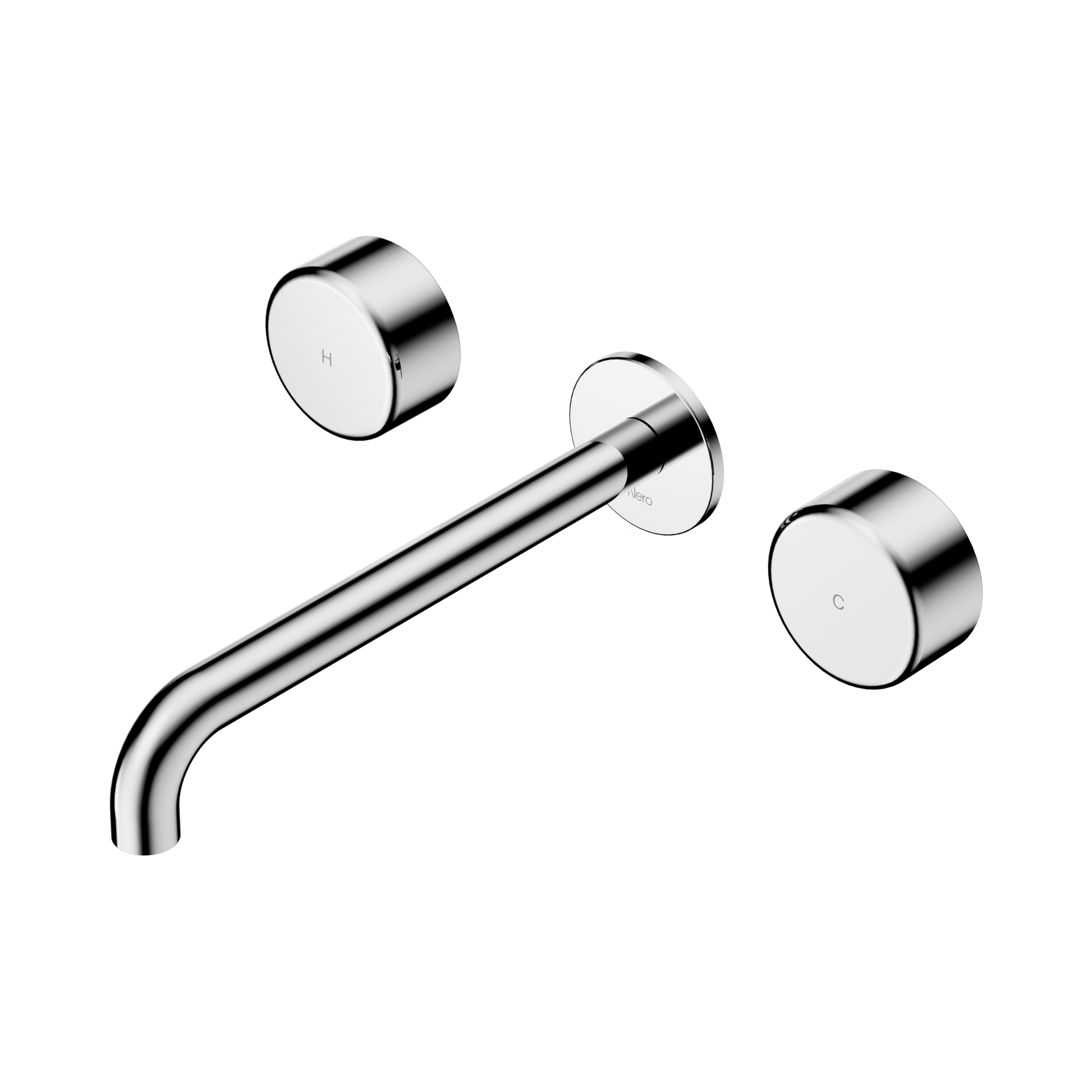 Nero Serenity Wall Basin Set 220mm Spout With Metal Handle, Chrome