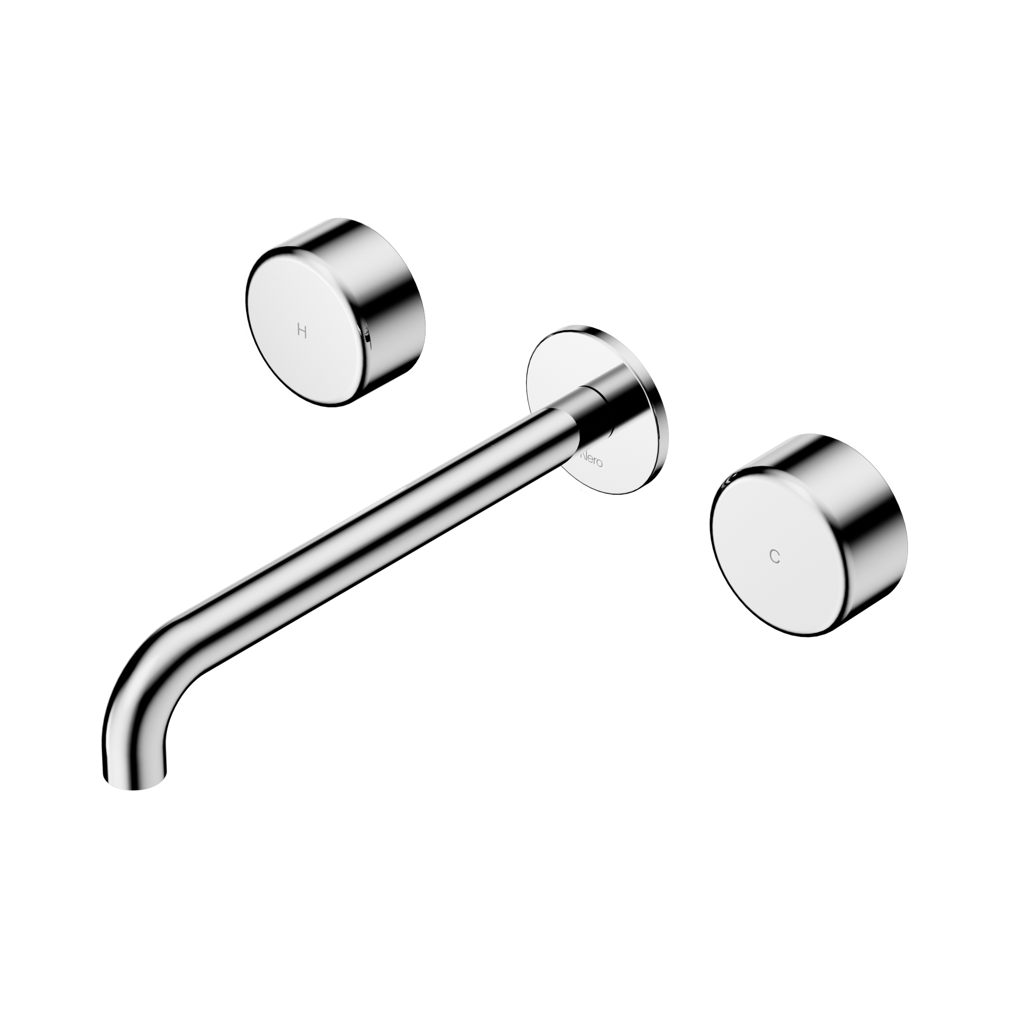 Nero Serenity Wall Basin Set 220mm Spout With Metal Handle, Chrome