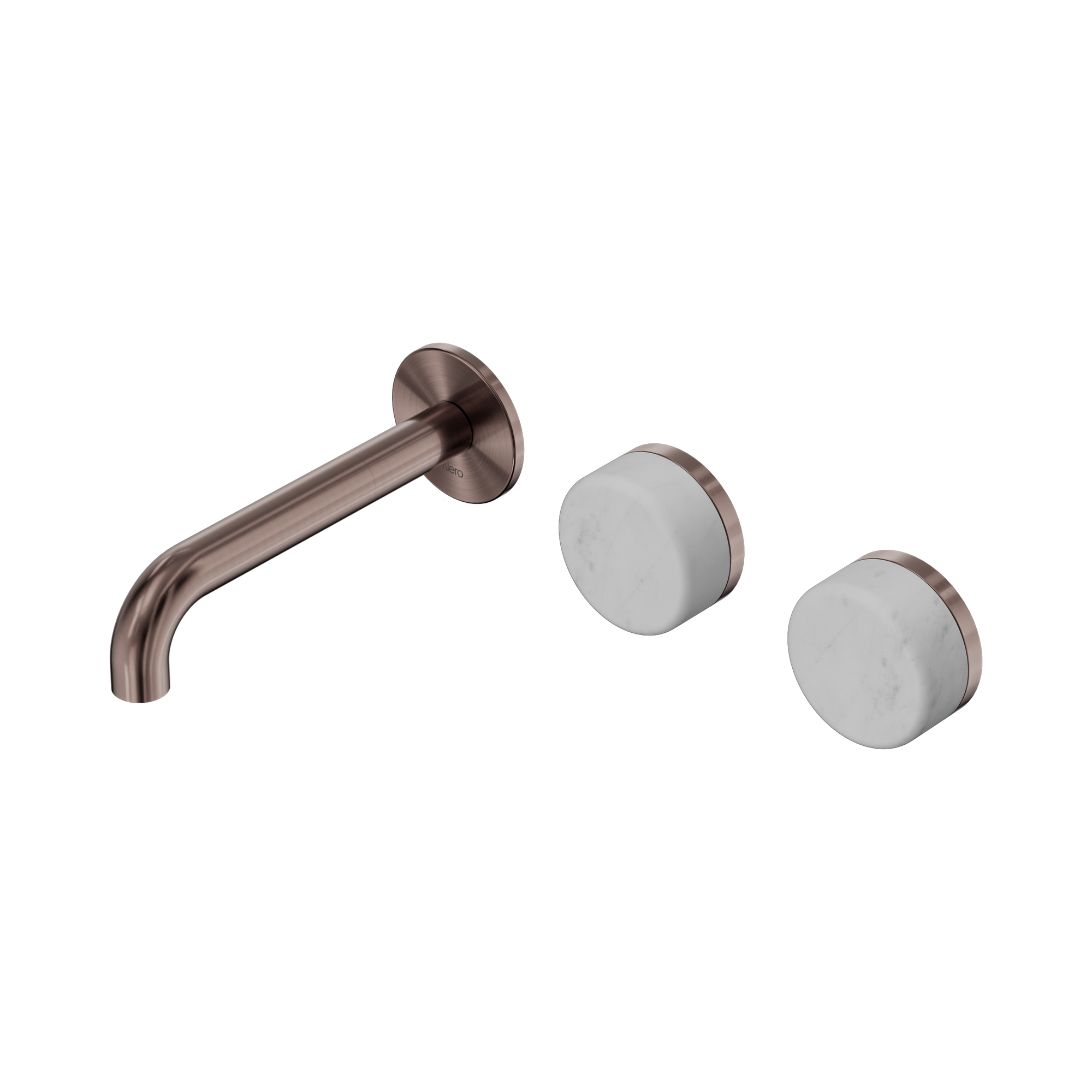 Nero Serenity Wall Basin Set 160mm Offset Spout With Carrara Handle, Brushed Bronze