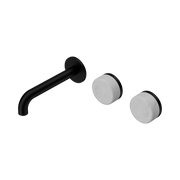 Nero Serenity Wall Basin Set 160mm Offset Spout With Carrara Handle, Matte Black