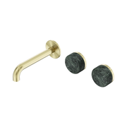 Nero Serenity Wall Basin Set 160mm Offset Spout With Verde Alpi Handle, Brushed Gold