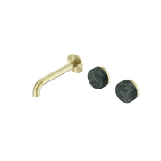 Nero Serenity Wall Basin Set 160mm Offset Spout With Verde Alpi Handle