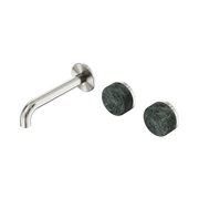 Nero Serenity Wall Basin Set 160mm Offset Spout With Verde Alpi Handle, Brushed Nickel