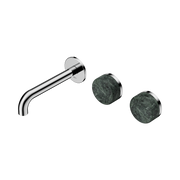 Nero Serenity Wall Basin Set 160mm Offset Spout With Verde Alpi Handle, Chrome