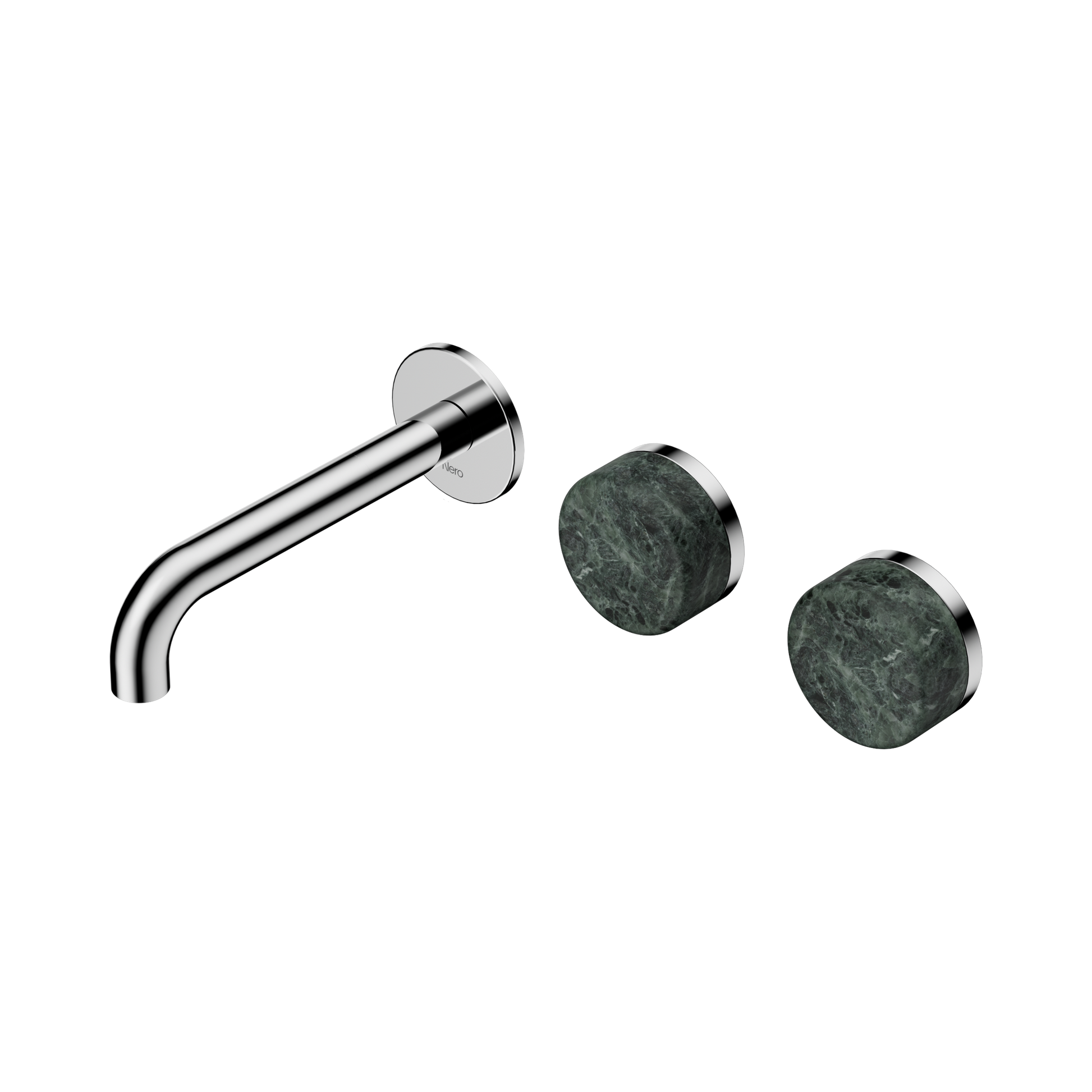 Nero Serenity Wall Basin Set 160mm Offset Spout With Verde Alpi Handle, Chrome