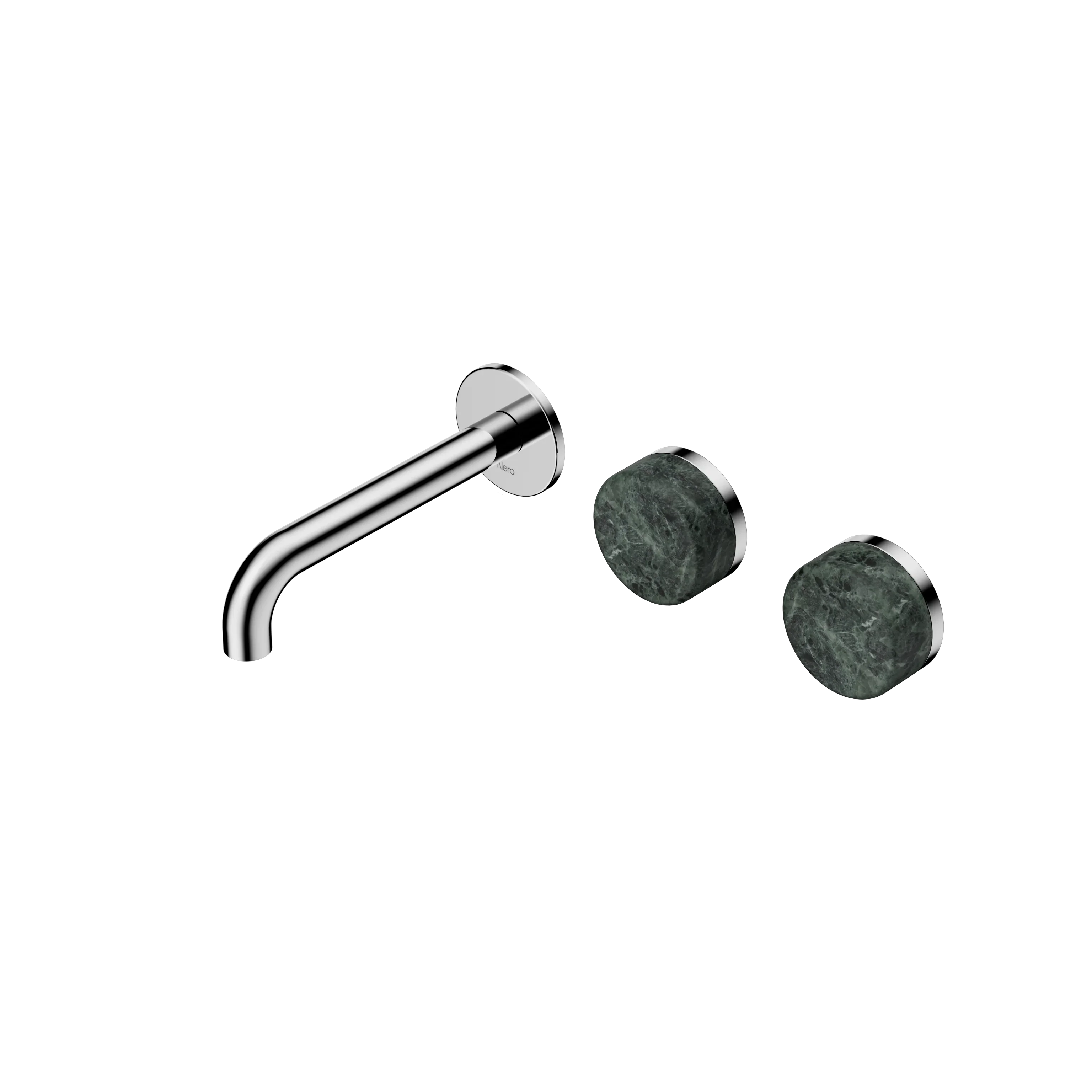 Nero Serenity Wall Basin Set 160mm Offset Spout With Verde Alpi Handle