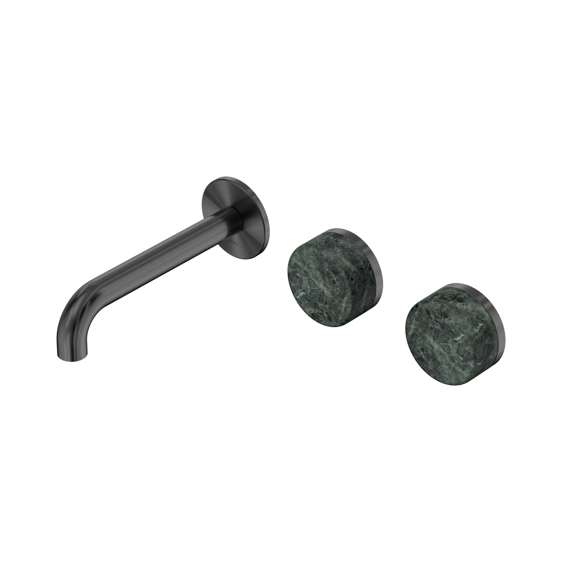 Nero Serenity Wall Basin Set 160mm Offset Spout With Verde Alpi Handle, Gun Metal