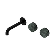 Nero Serenity Wall Basin Set 160mm Offset Spout With Verde Alpi Handle, Matte Black