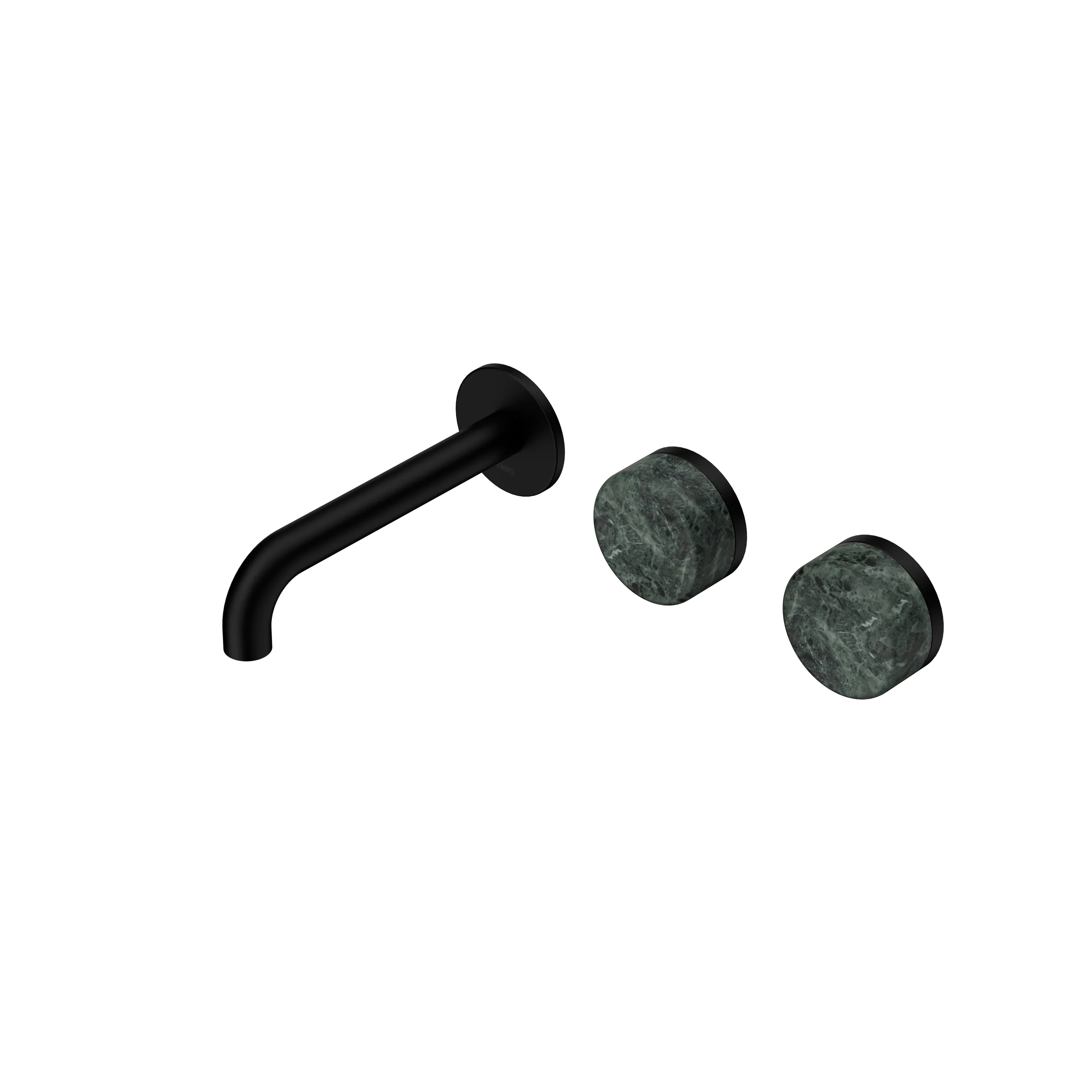 Nero Serenity Wall Basin Set 160mm Offset Spout With Verde Alpi Handle