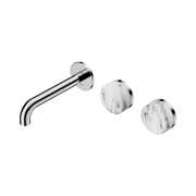 Nero Serenity Wall Basin Set 160mm Offset Spout With Arabescato Corchia Handle, Chrome