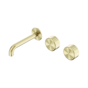 Nero Serenity Wall Basin Set 160mm Offset Spout With Metal Handle, Brushed Gold