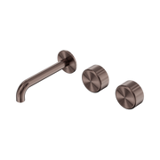 Nero Serenity Wall Basin Set 160mm Offset Spout With Metal Handle, Brushed Bronze