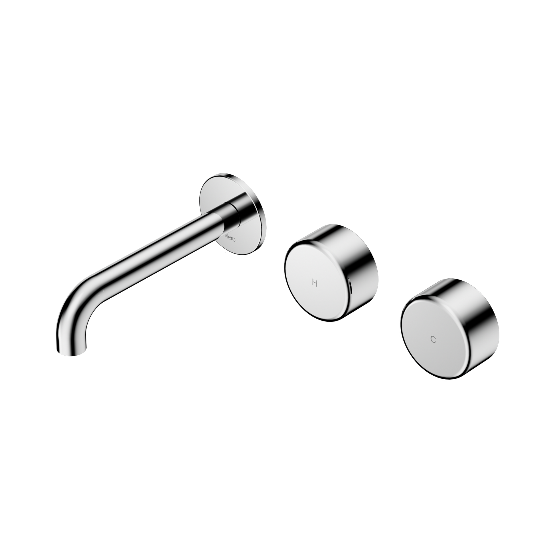 Nero Serenity Wall Basin Set 160mm Offset Spout With Metal Handle, Chrome