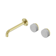 Nero Serenity Wall Basin Set 185mm Offset Spout With Carrara Handle, Brushed Gold