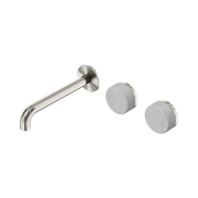 Nero Serenity Wall Basin Set 185mm Offset Spout With Carrara Handle, Brushed Nickel