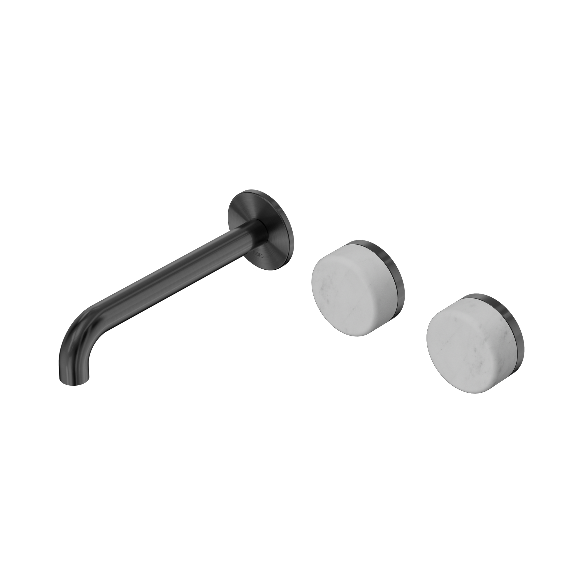 Nero Serenity Wall Basin Set 185mm Offset Spout With Carrara Handle, Gun Metal
