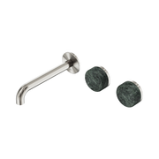 Nero Serenity Wall Basin Set 185mm Offset Spout With Verde Alpi Handle, Brushed Nickel