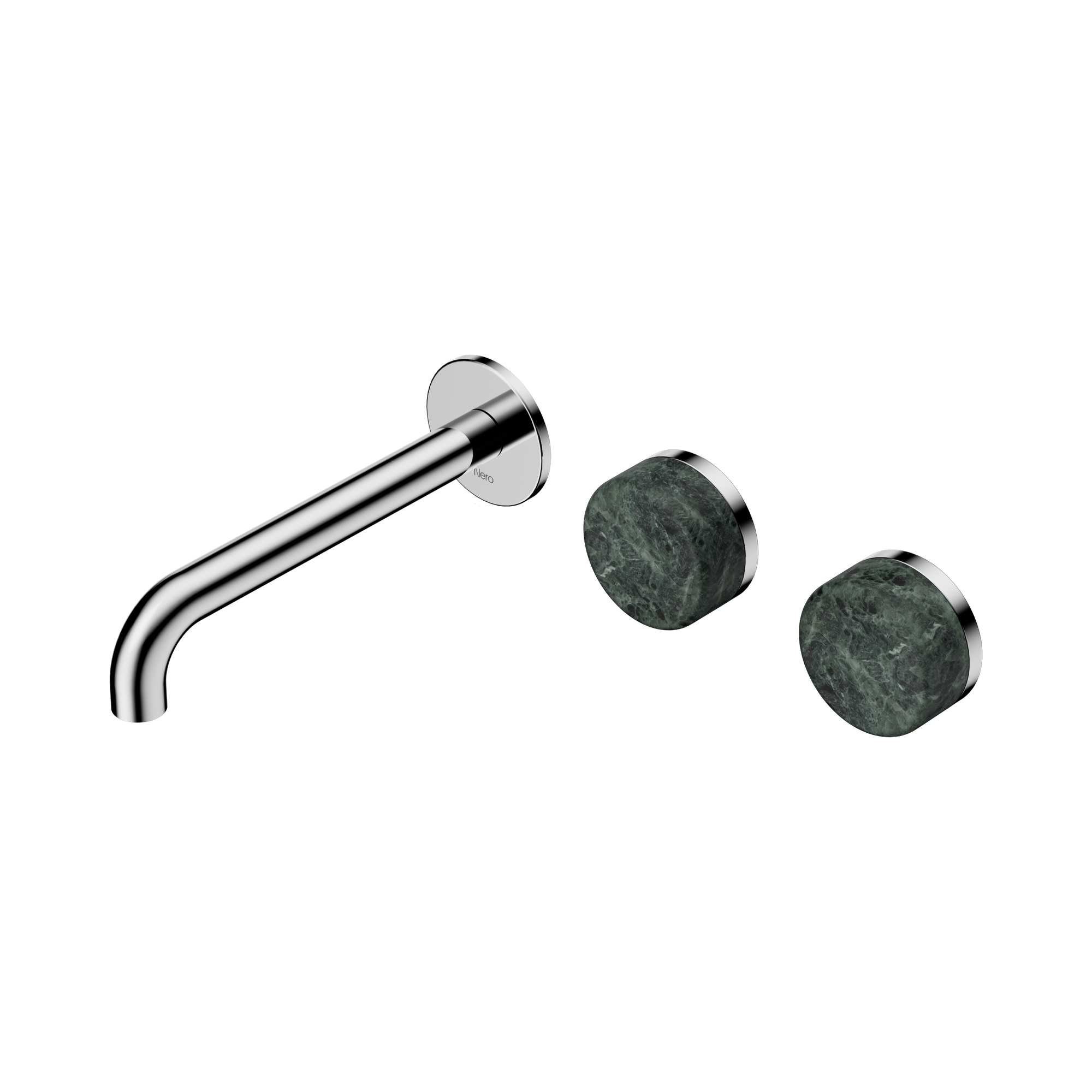 Nero Serenity Wall Basin Set 185mm Offset Spout With Verde Alpi Handle, Chrome