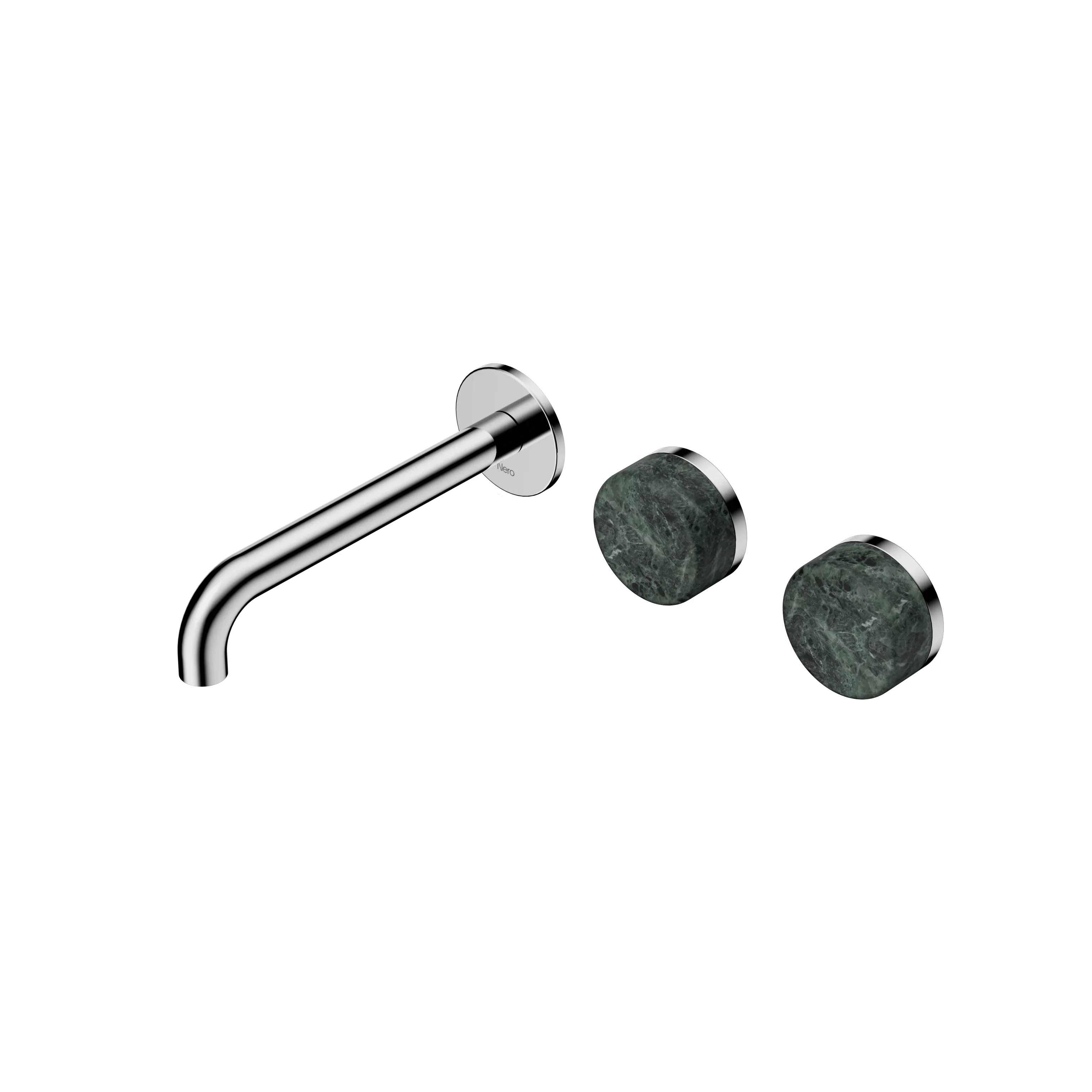 Nero Serenity Wall Basin Set 160mm Offset Spout With Verde Alpi Handle