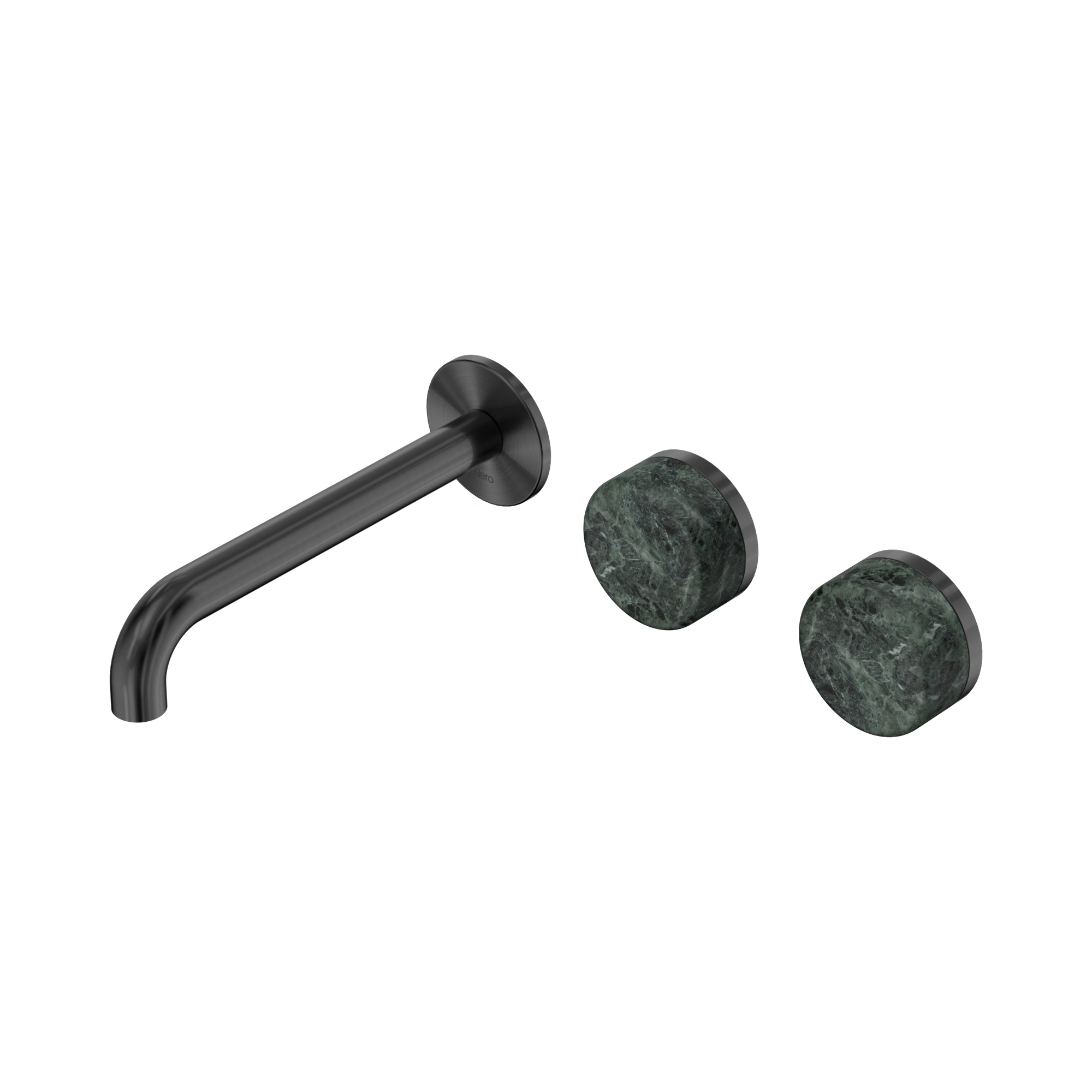 Nero Serenity Wall Basin Set 185mm Offset Spout With Verde Alpi Handle, Gun Metal