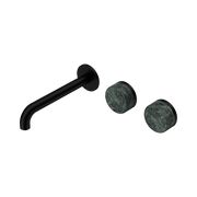 Nero Serenity Wall Basin Set 185mm Offset Spout With Verde Alpi Handle, Matte Black