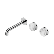 Nero Serenity Wall Basin Set 185mm Offset Spout With Arabescato Corchia Handle, Chrome