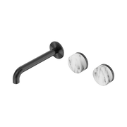 Nero Serenity Wall Basin Set 185mm Offset Spout With Arabescato Corchia Handle, Gun Metal