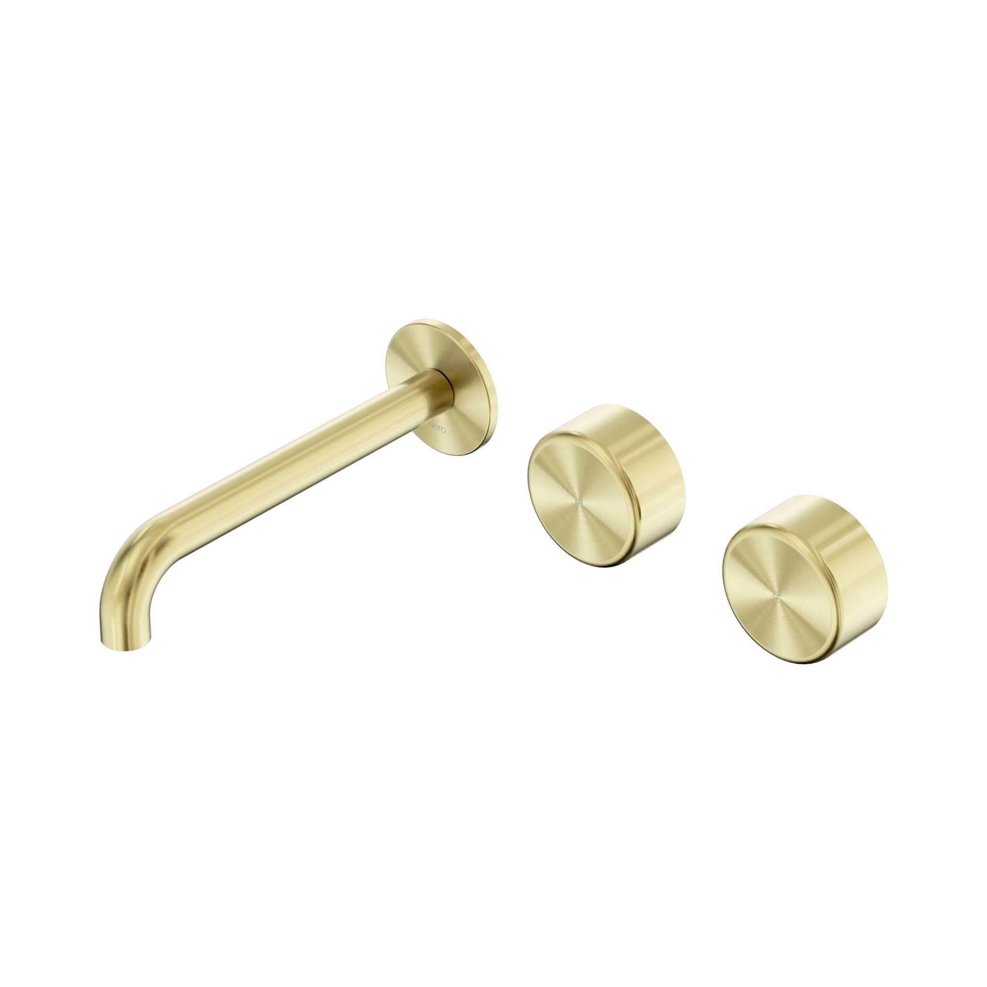 Nero Serenity Wall Basin Set 185mm Offset Spout With Metal Handle, Brushed Gold