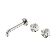 Nero Serenity Wall Basin Set 185mm Offset Spout With Metal Handle, Brushed Nickel