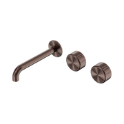 Nero Serenity Wall Basin Set 185mm Offset Spout With Metal Handle, Brushed Bronze